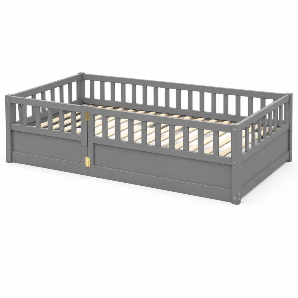 Letto per bambini in legno grigio 150x70 cm