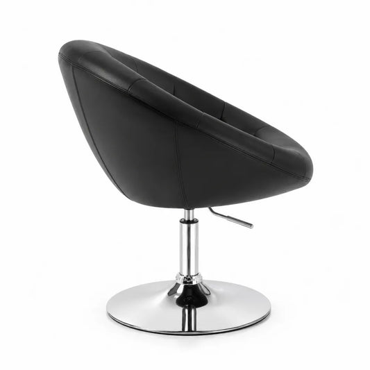 Sgabello Regolabile in Pelle Sintetica Nero con Base in Metallo