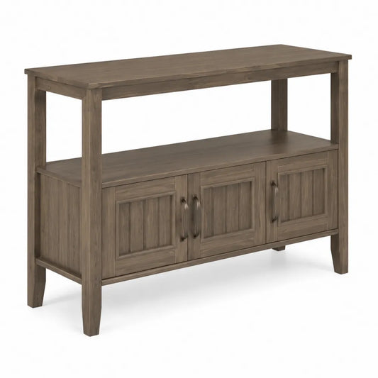 Consolle in Legno Massello con Ante e Ripiani 120x40x90cm