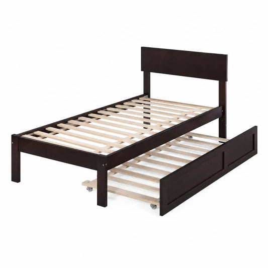 Letto singolo in legno massello con rete estraibile 200x90 cm