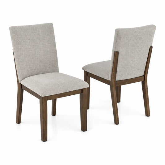 Coppia di sedie in legno e tessuto beige