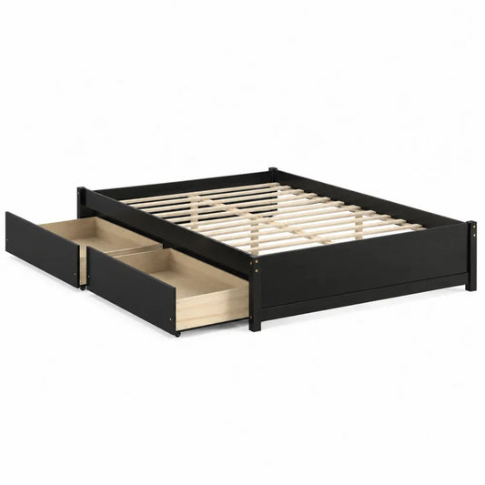 Letto in Legno con Cassetti Nero 200x150 cm
